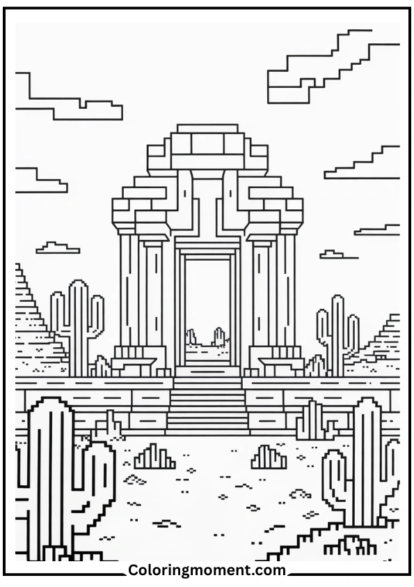 Minecraft Desert Temple Coloring Page