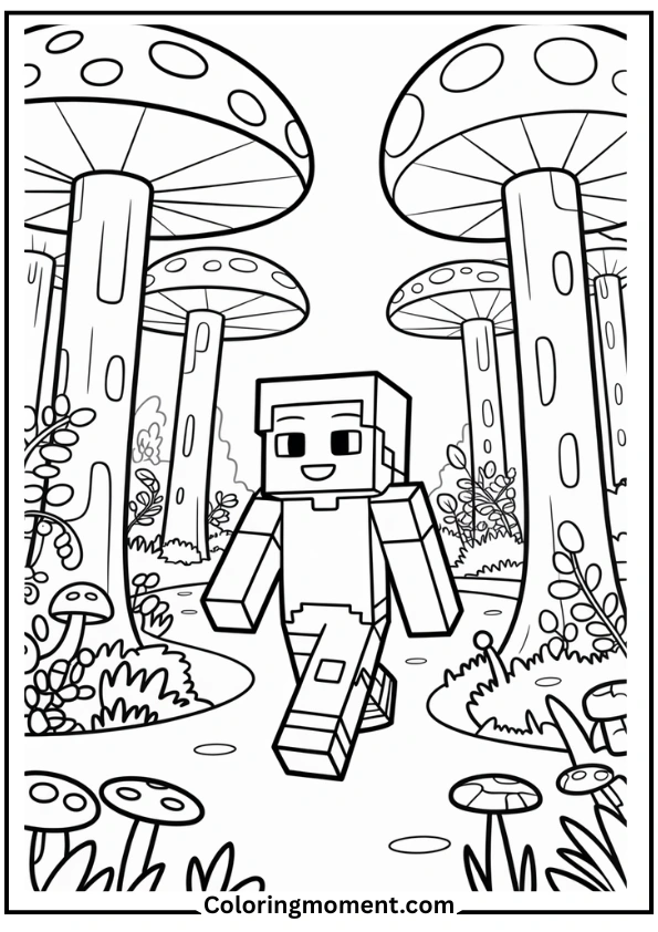 Minecraft Enchanted Forest Coloring Page