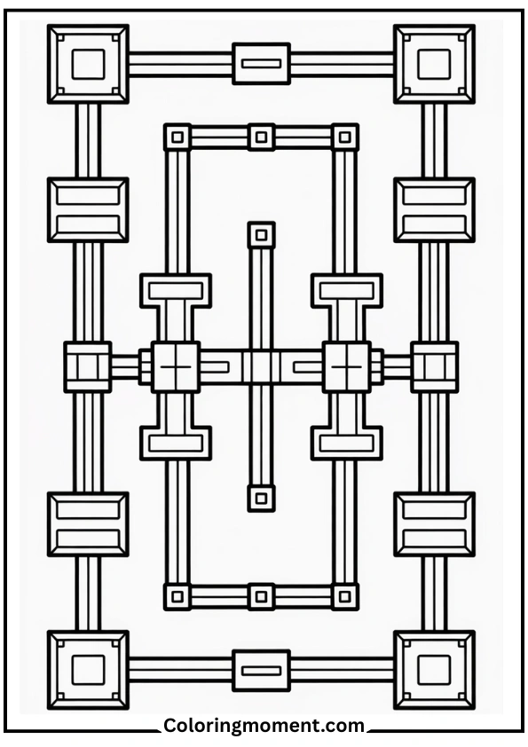 Minecraft Redstone Mechanism Coloring Page