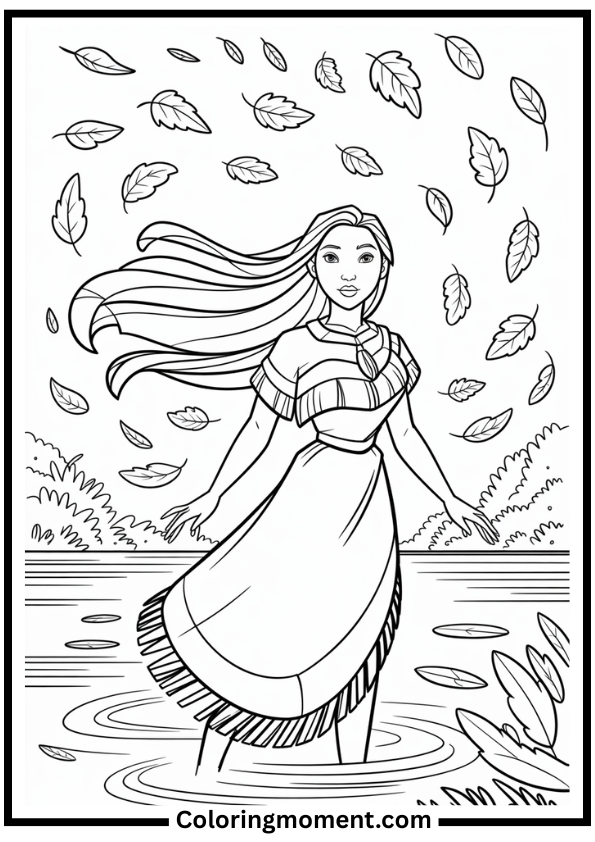 Pocahontas by the River Coloring Page