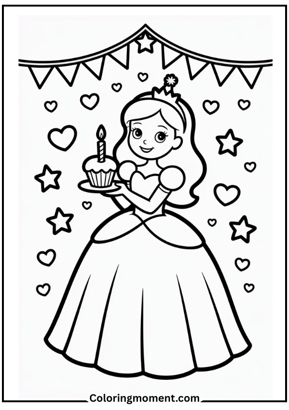 Princess Birthday Coloring Page
