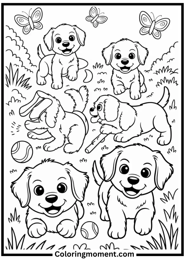 Puppy Playtime Coloring Page