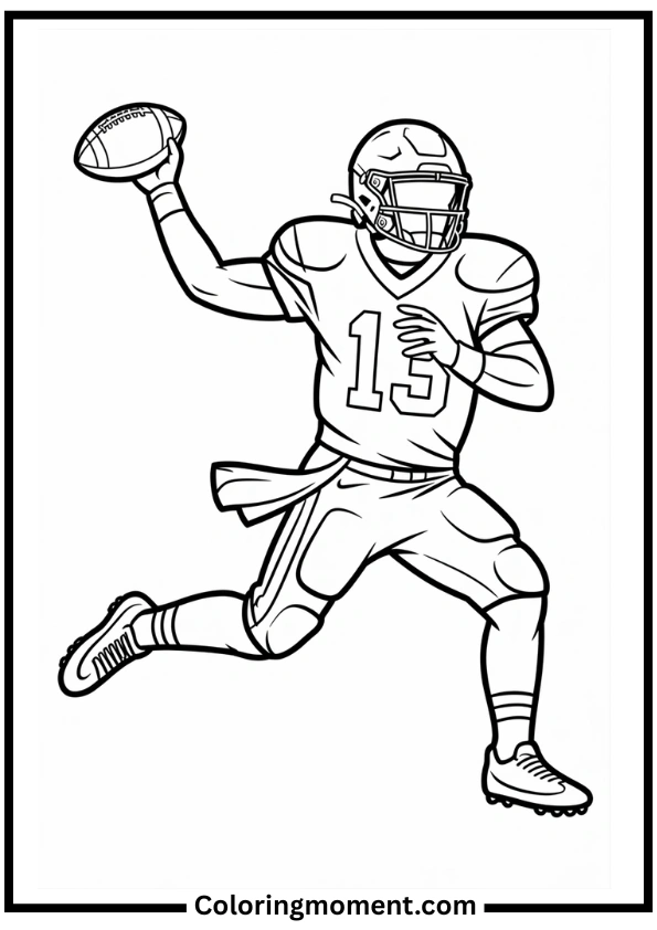 Quarterback in Motion Coloring Page