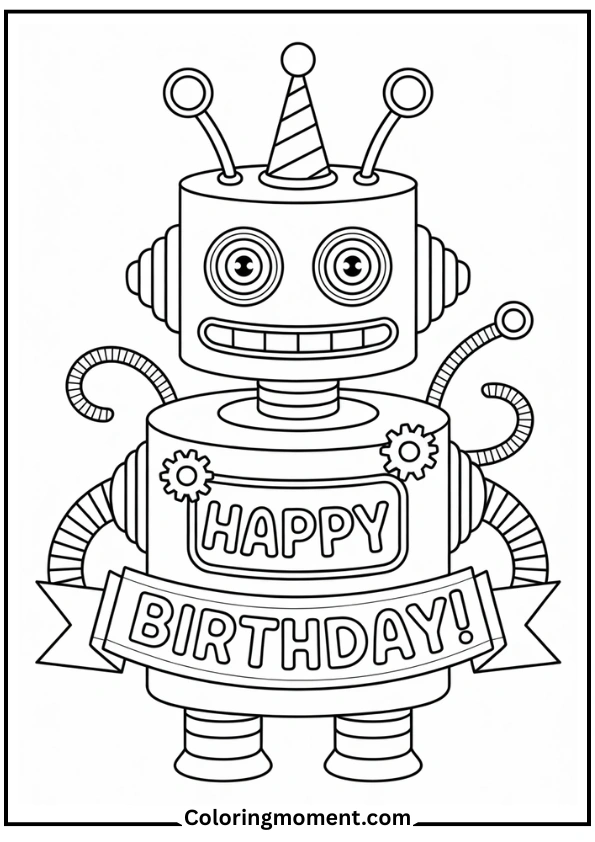 Robot-Themed Birthday Cake