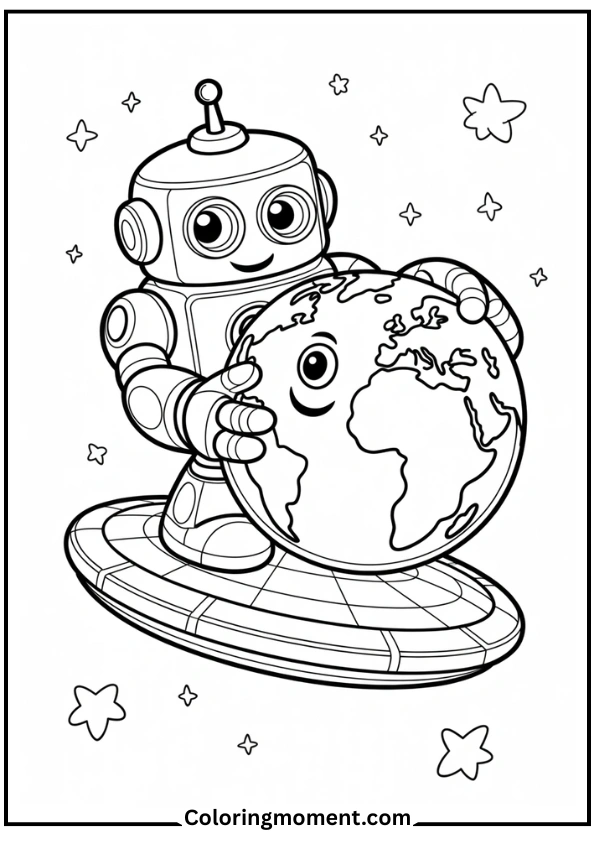 Robot and Earth Best Friends