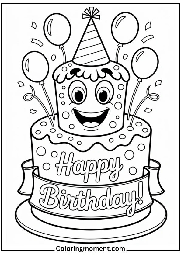 Smiling Cartoon Birthday Cake