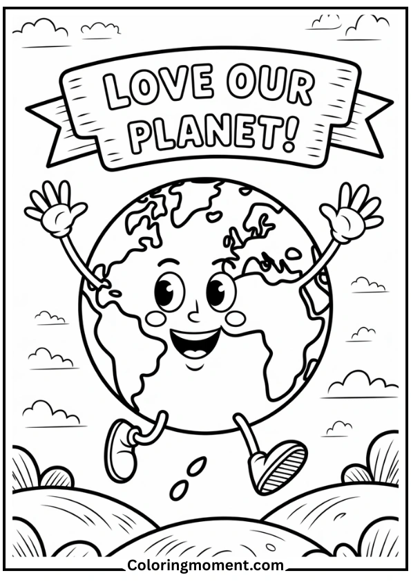 Smiling Earth with Arms and Legs