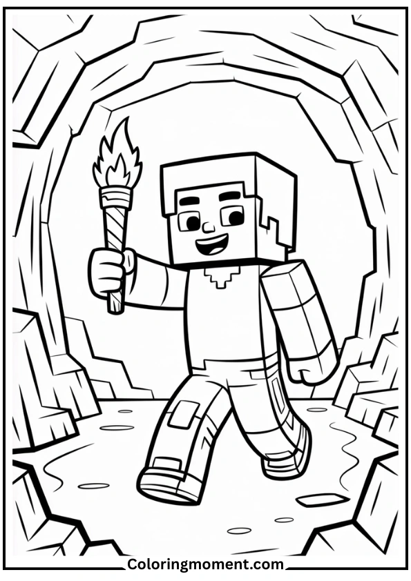 Steve with Pickaxe Coloring Page