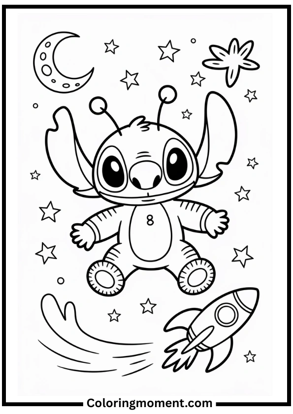 Stitch in Space Coloring Page