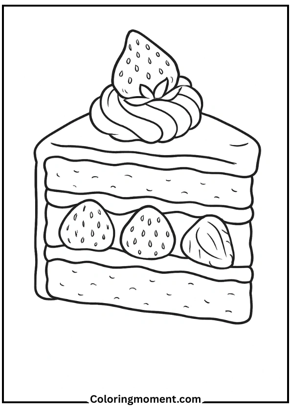 Strawberry Cake Slice Close-Up