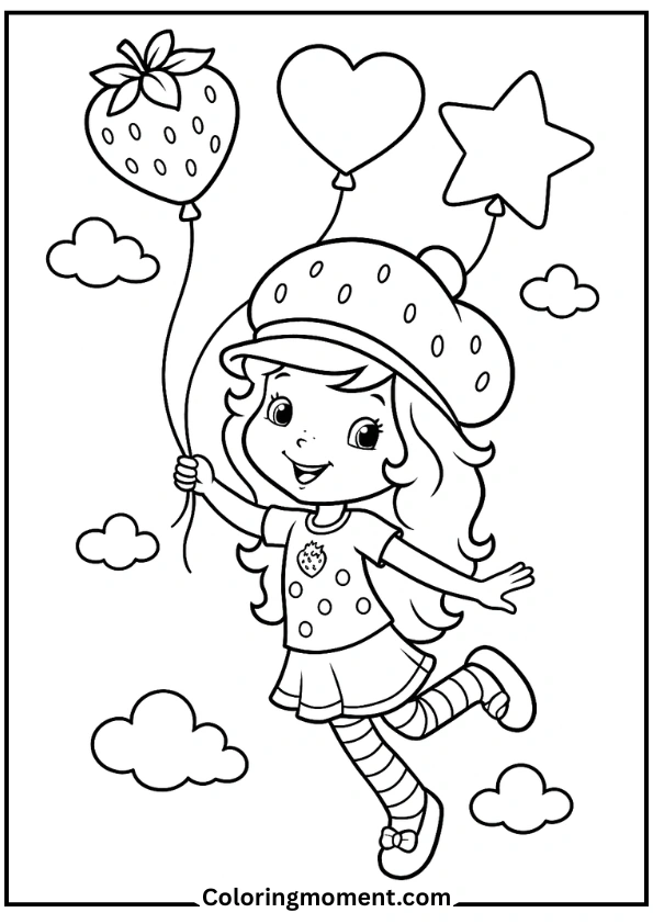 Strawberry Shortcake Flying with Balloons