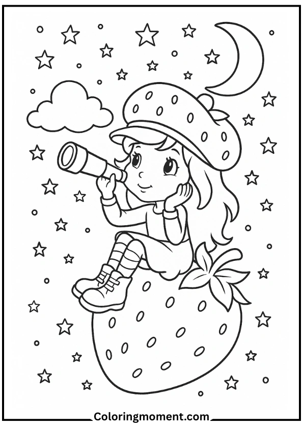 Strawberry Shortcake Stargazing on Strawberry Moon
