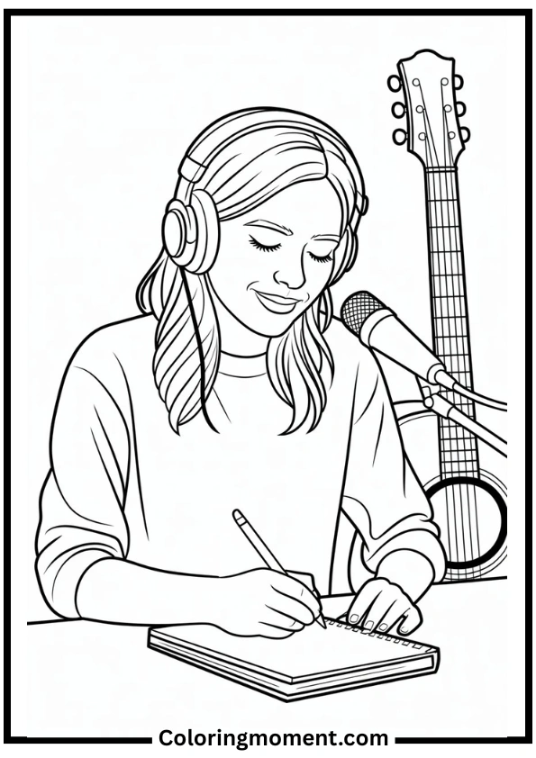 Studio Recording Session Coloring Page