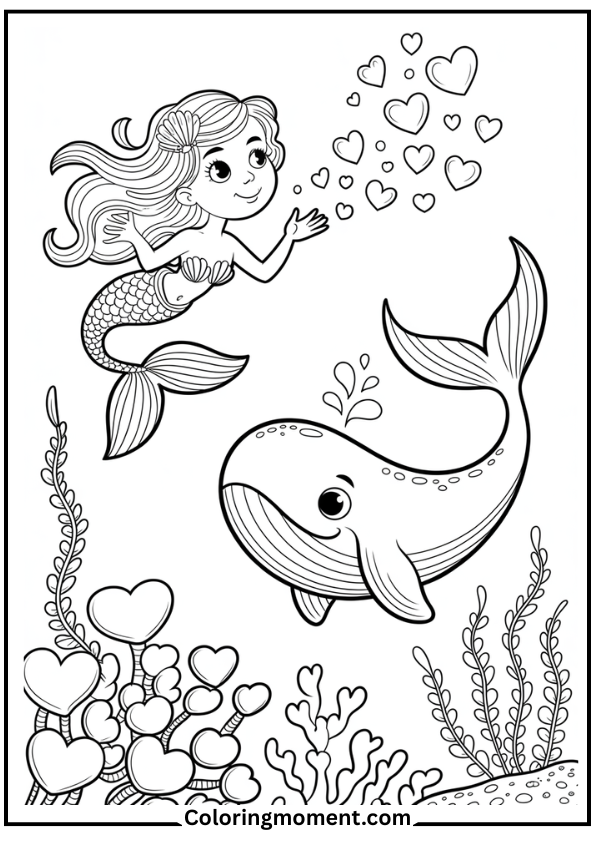 Whale Kiss and Bubble Hearts