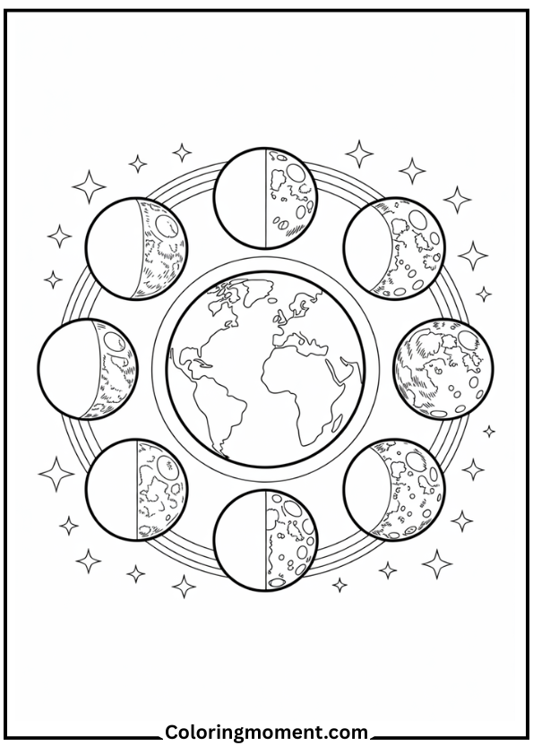 moon phases around earth