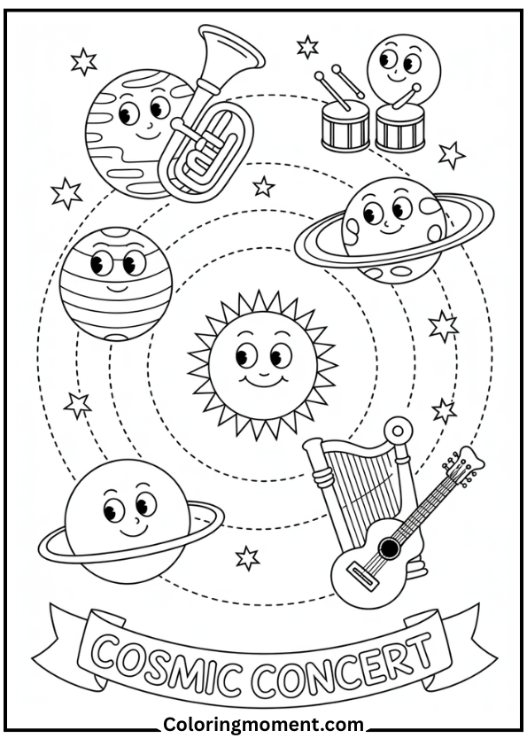 planets playing instruments