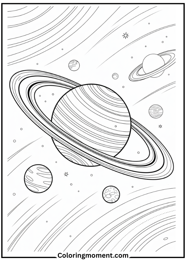 saturn with rings outline