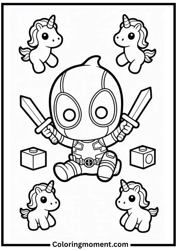 Baby Deadpool Coloring Page
