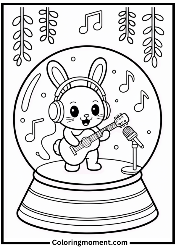 Bunny Music Studio Globe coloring page