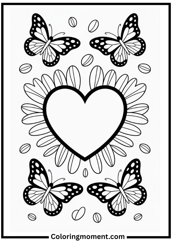 Butterfly Heart Coloring Page