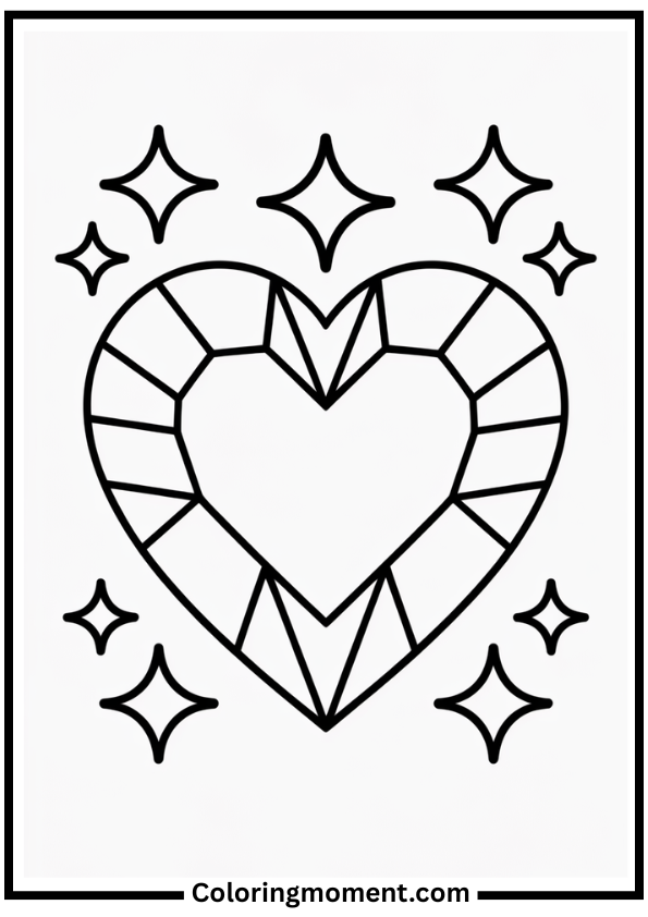Crystal Heart Coloring Page