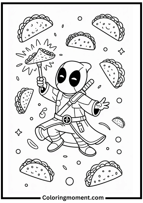 Deadpool the Wizard Coloring Page
