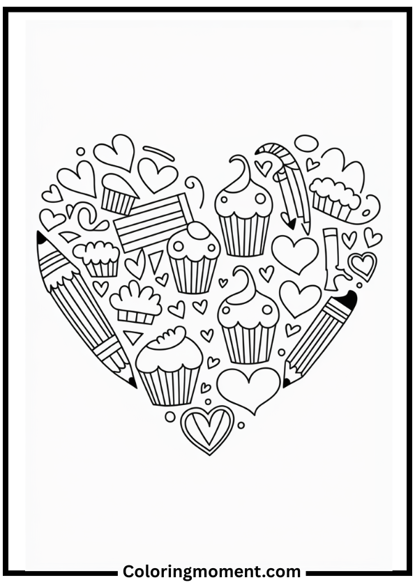 Doodle Heart Coloring Page