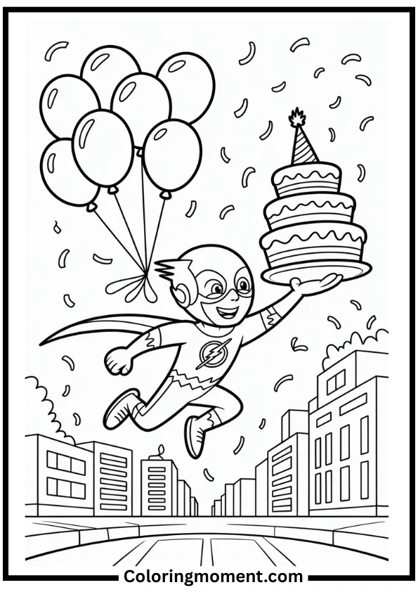 Flash Birthday Dash Coloring Page