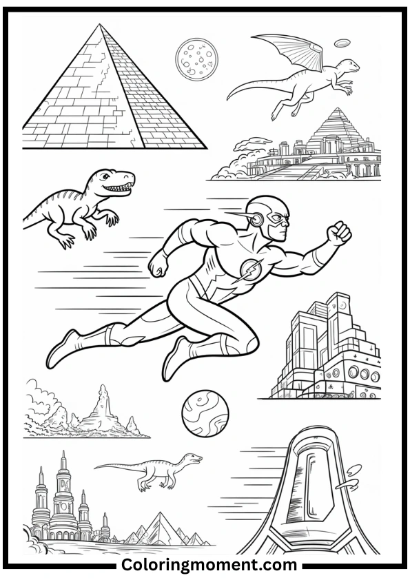 Flash Through Time Coloring Page