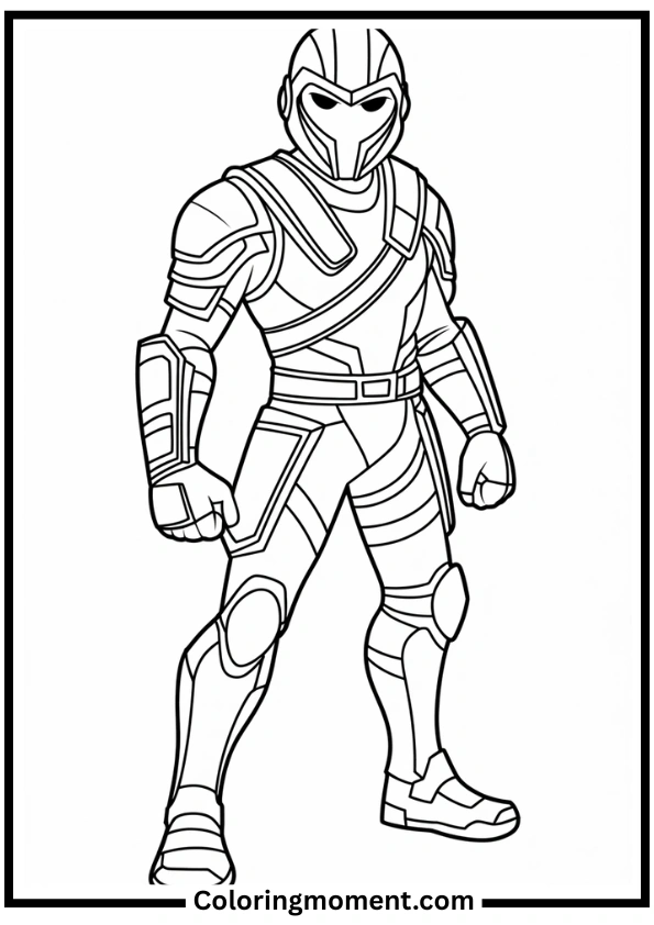 Fortnite Armored Skin Pose Coloring Page