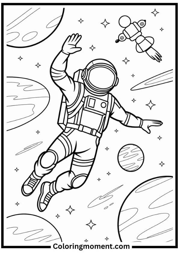 Fortnite Astronaut Skin in Low Gravity Coloring Page