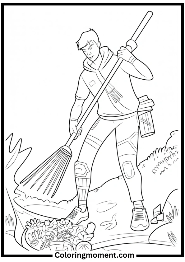 Fortnite Collecting Materials Coloring Page