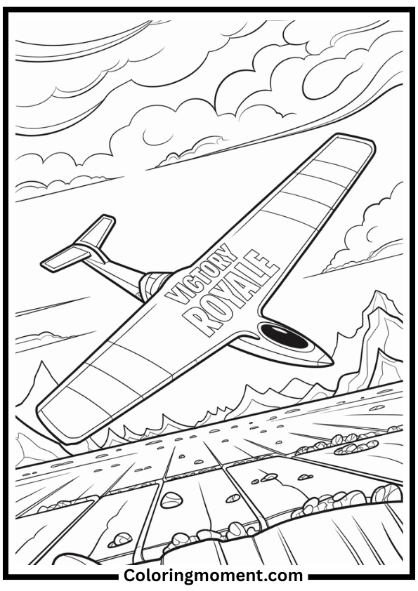 Fortnite Glider Over Battlefield Coloring Page