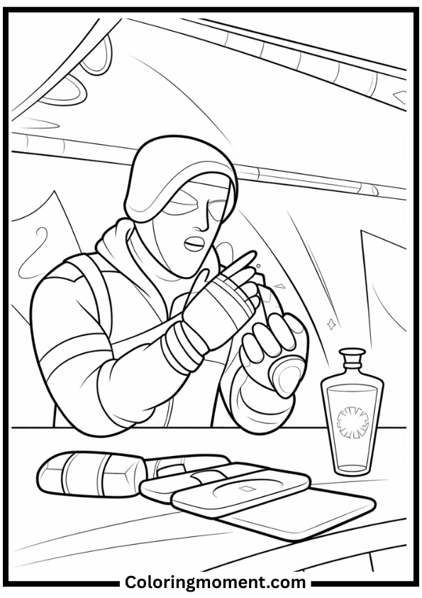 Fortnite Healing Behind Cover Coloring Page