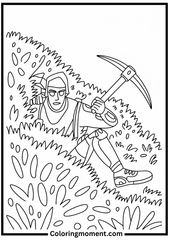Fortnite Player Hiding in Bush Coloring Page