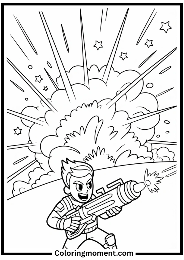 Fortnite Rocket Launcher Action Coloring Page