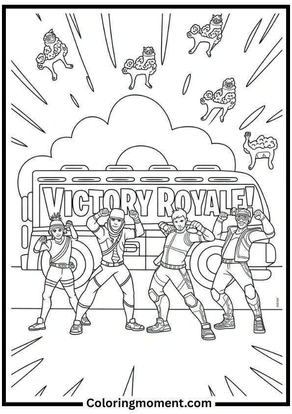 Fortnite Squad Emote Poses Coloring Page