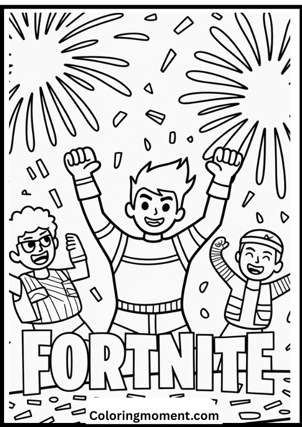 Fortnite Victory Royale Celebration Coloring Page