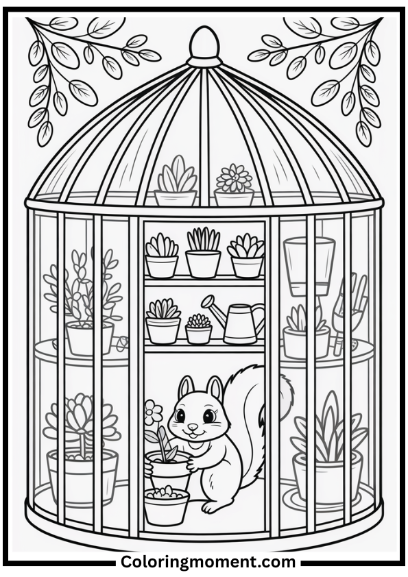 Greenhouse in Glass Dome coloring page
