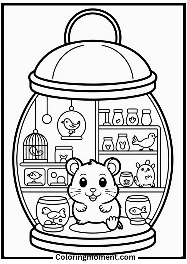 Hamster Pet Shop Lantern coloring page