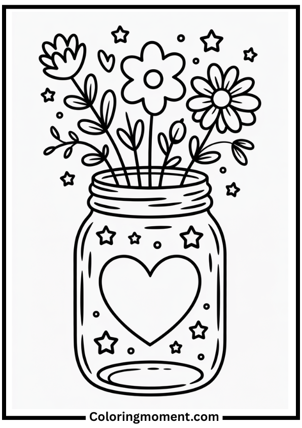 Heart in Jar Coloring Page