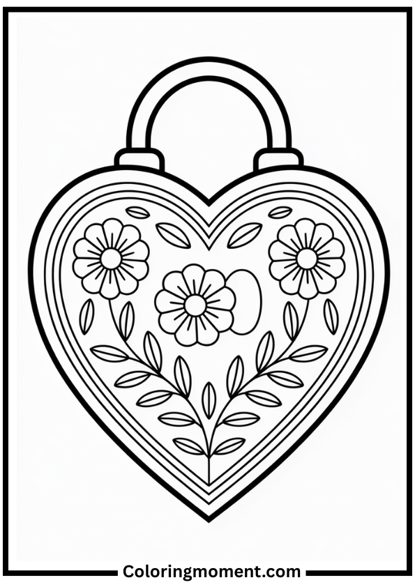 Locket Heart Coloring Page