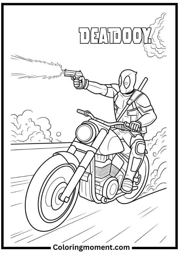 Merc on a Motorcycle Coloring Page