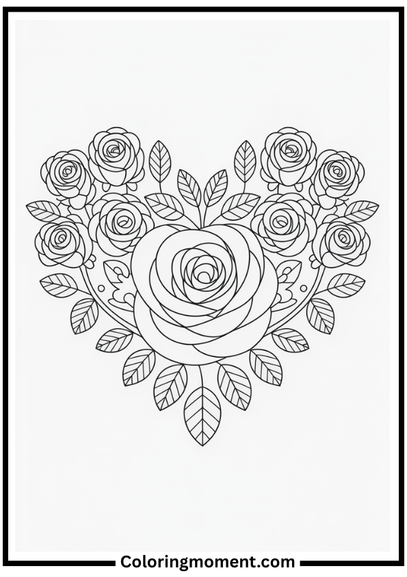 Rose Heart Coloring Page