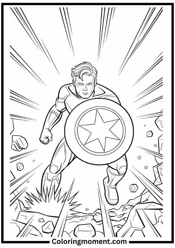Shield Defender Coloring Page