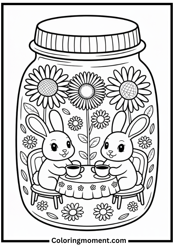Tiny Rabbit Tea Party coloring page