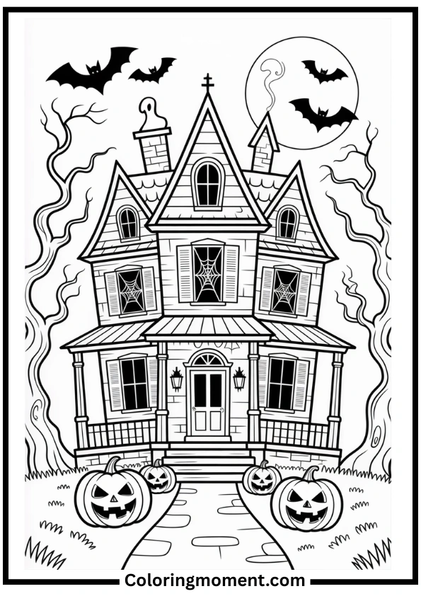 Haunted House Halloween Coloring Pages