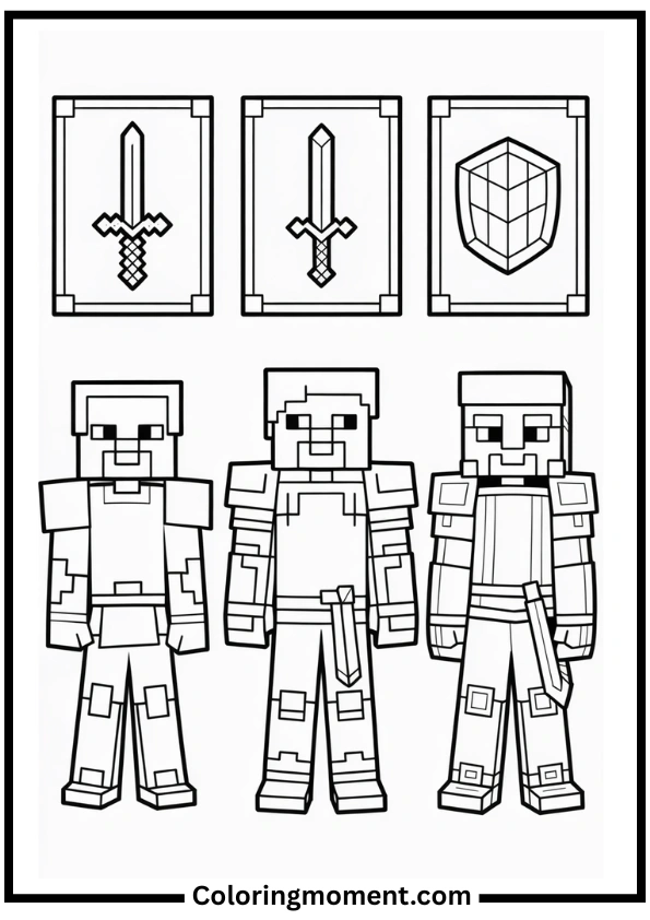 Minecraft Armor Stand Display Coloring Page