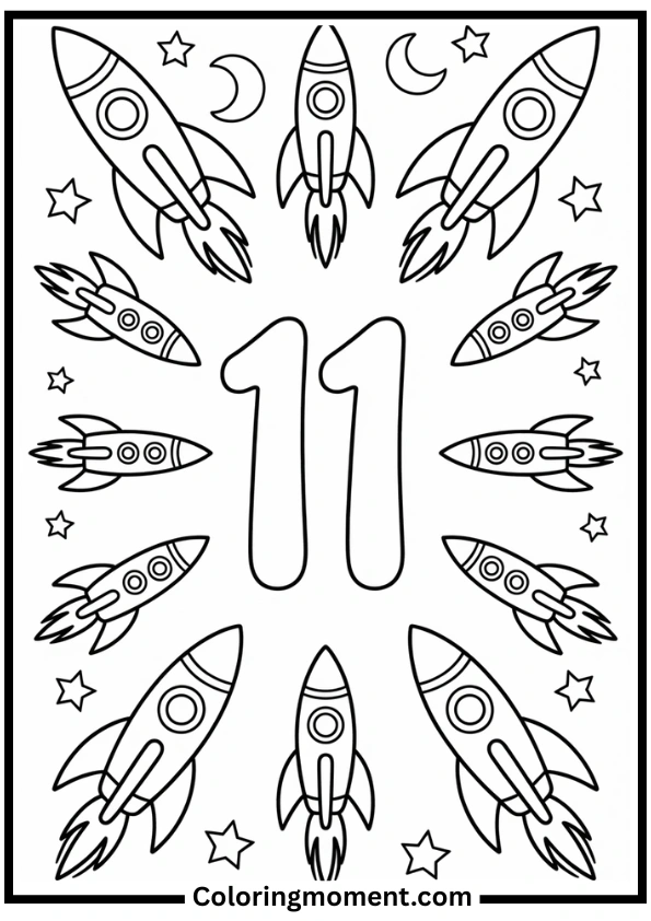 Number 11 Coloring Page