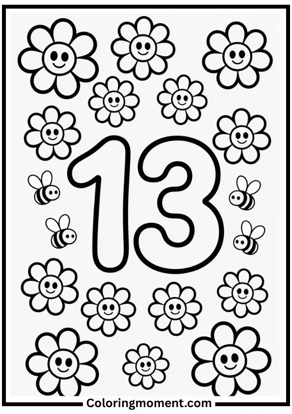Number 13 Coloring Page